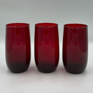 Vintage Anchor Hocking Royal Ruby Red "Roly Poly" Glasses Set of 3